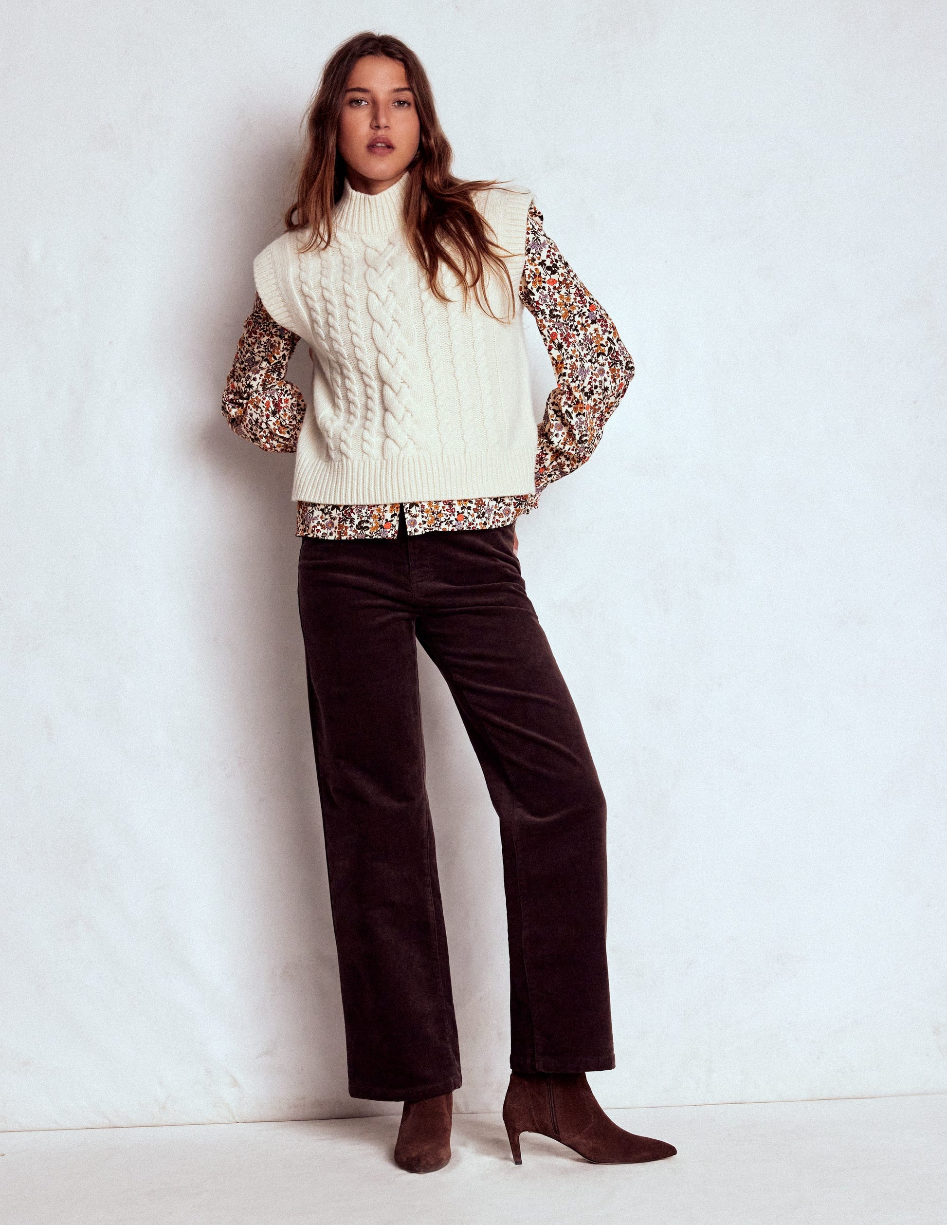 Smocked Yoke Cord Top-Ivory Floral-7