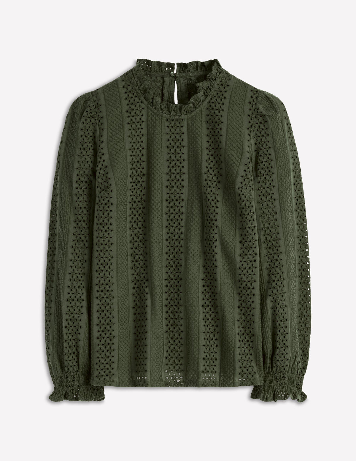 Frill Detail Broderie Top-Forest Glade - Image 5