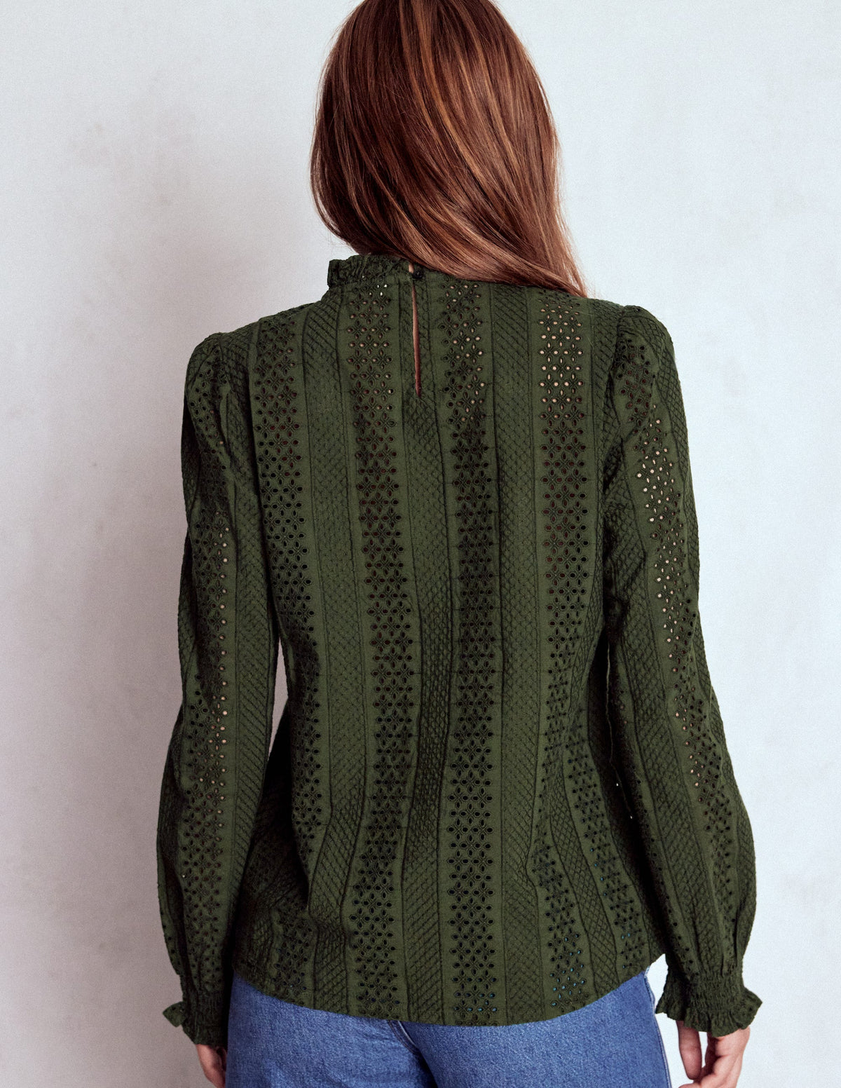 Frill Detail Broderie Top-Forest Glade - Image 3