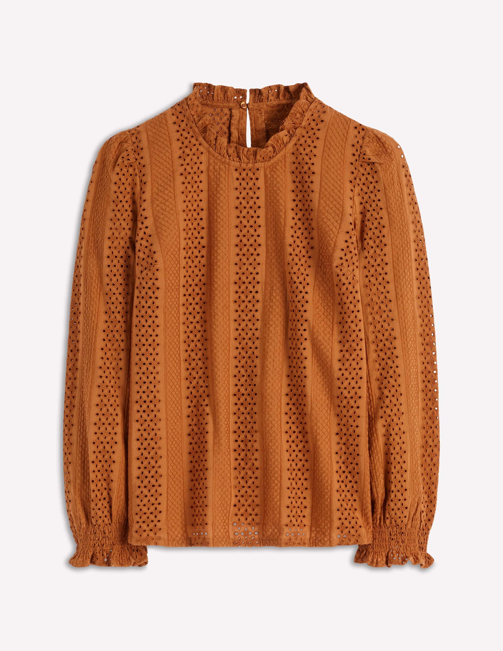 Frill Detail Broderie Top-Mustard - Image 6