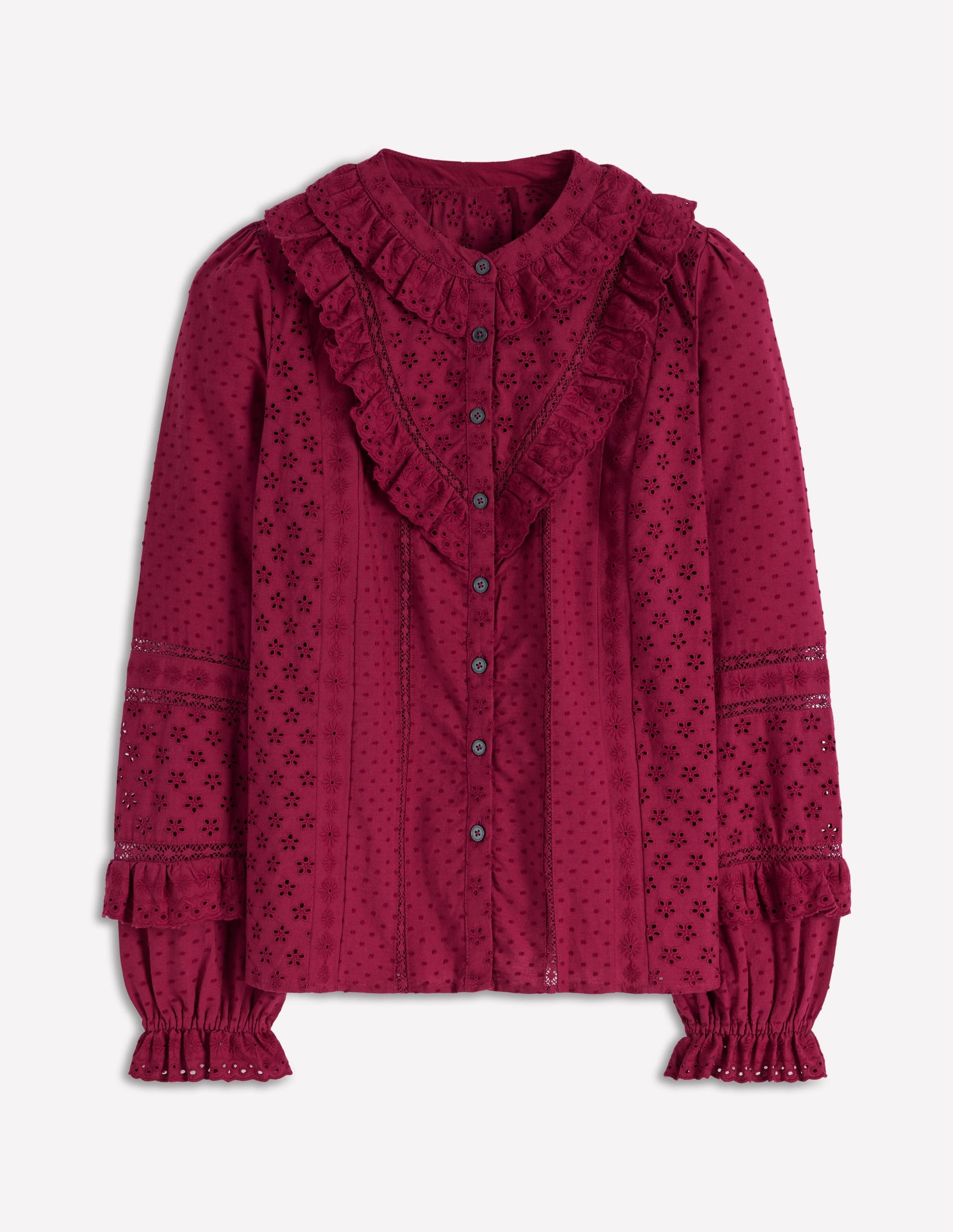 Broderie Ruffle Top-Ruby Red-6