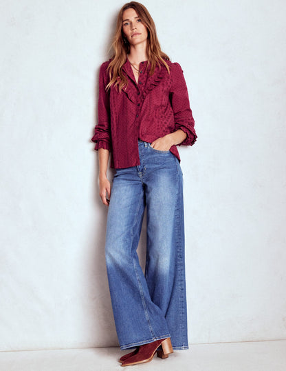 Broderie Ruffle Top-Ruby Red-5