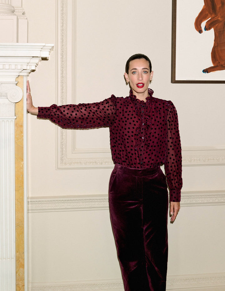 Sasha Devore Velvet Top-Deep Wisteria Spot