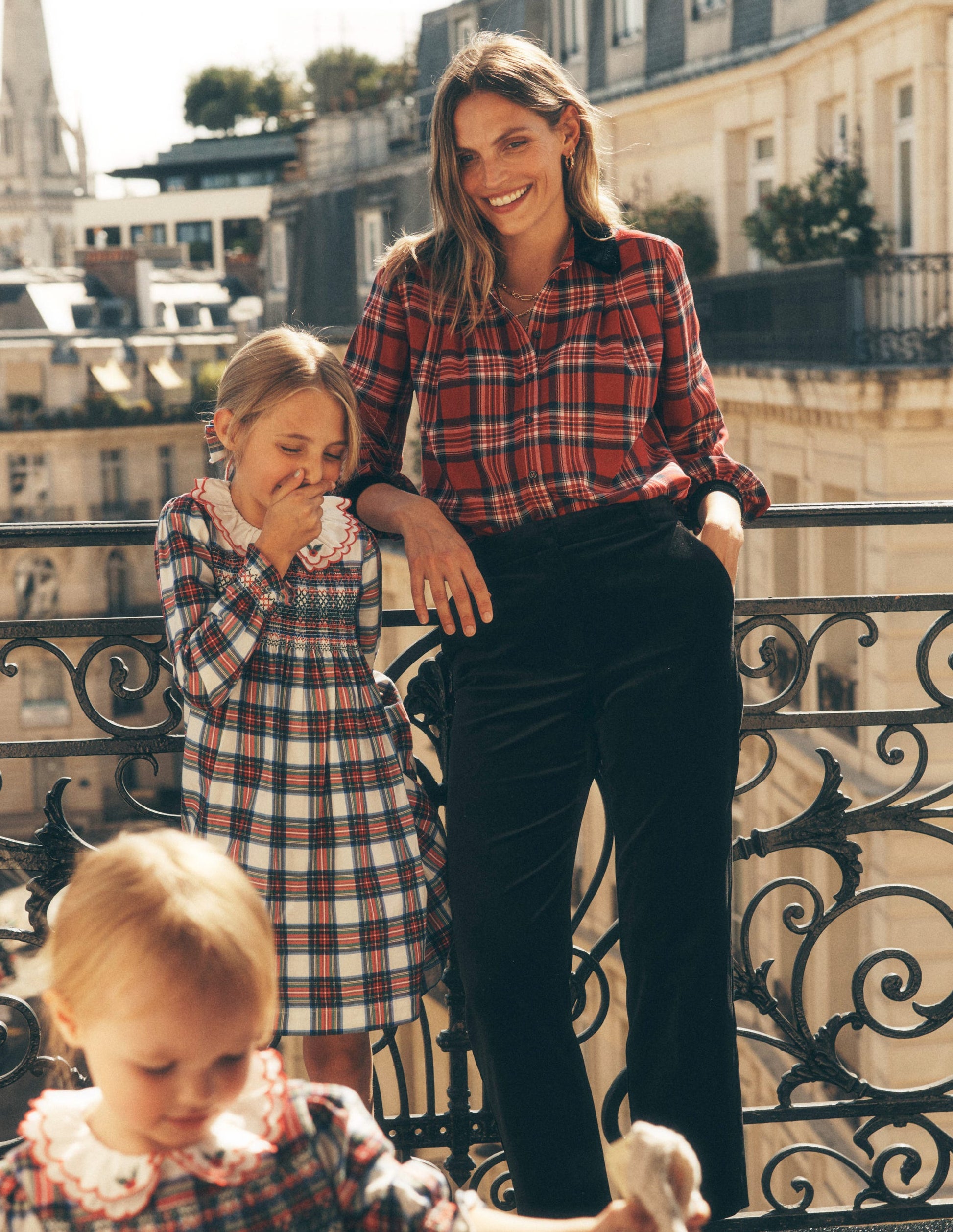 Velvet Collared Check Shirt-Red Check-1