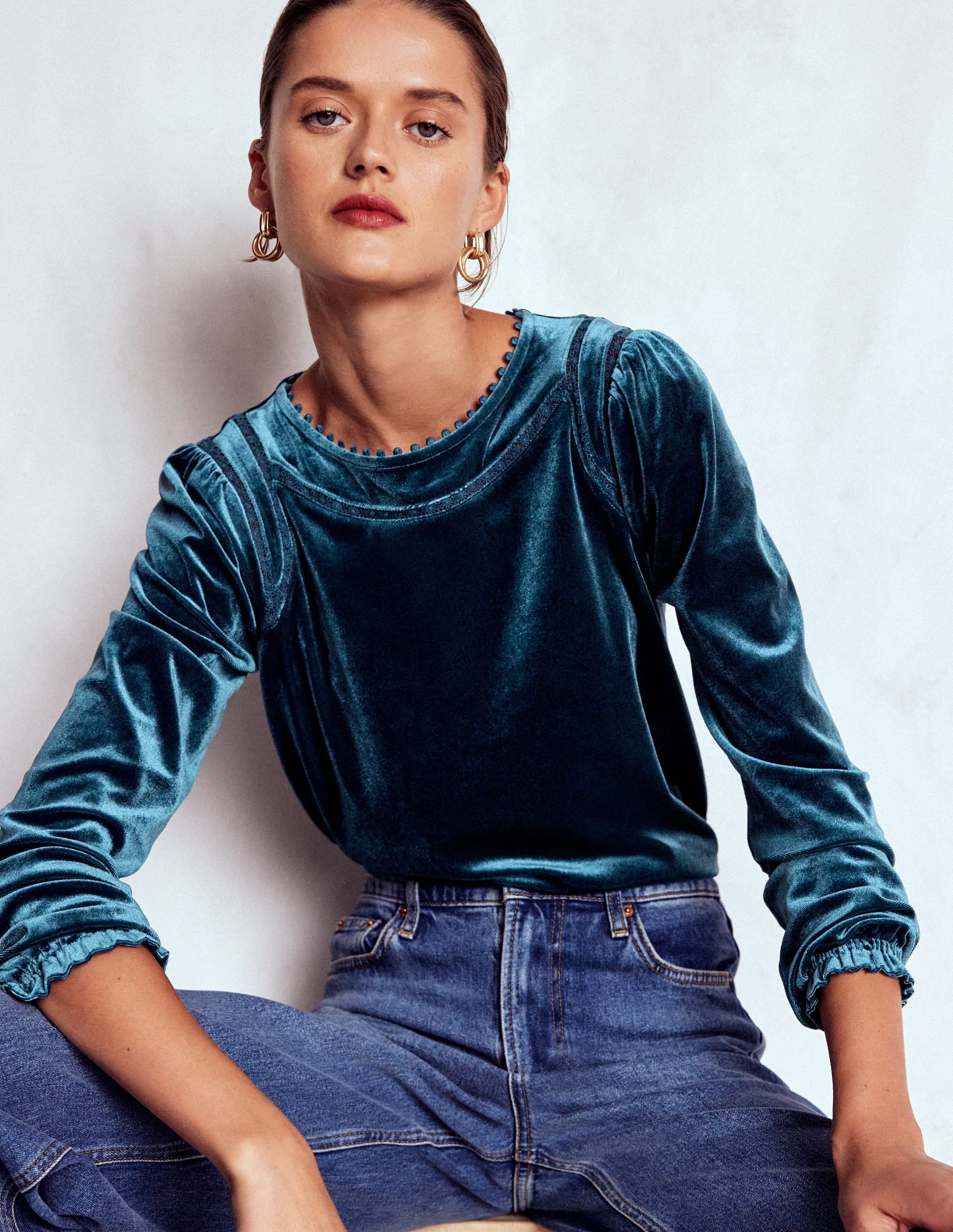 Mila Velvet Top-Midnight Ocean - Image 1