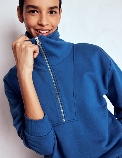 Panelled Half-zip Sweatshirt-Tourmaline Blue-3