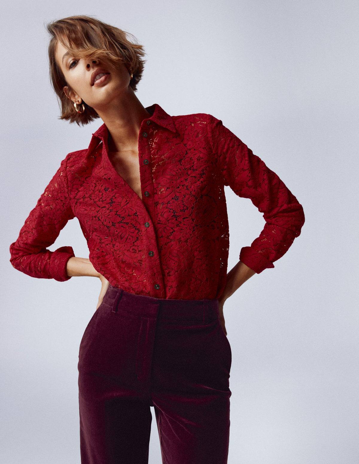 Lace Shirt-Rumba Red - Image 6