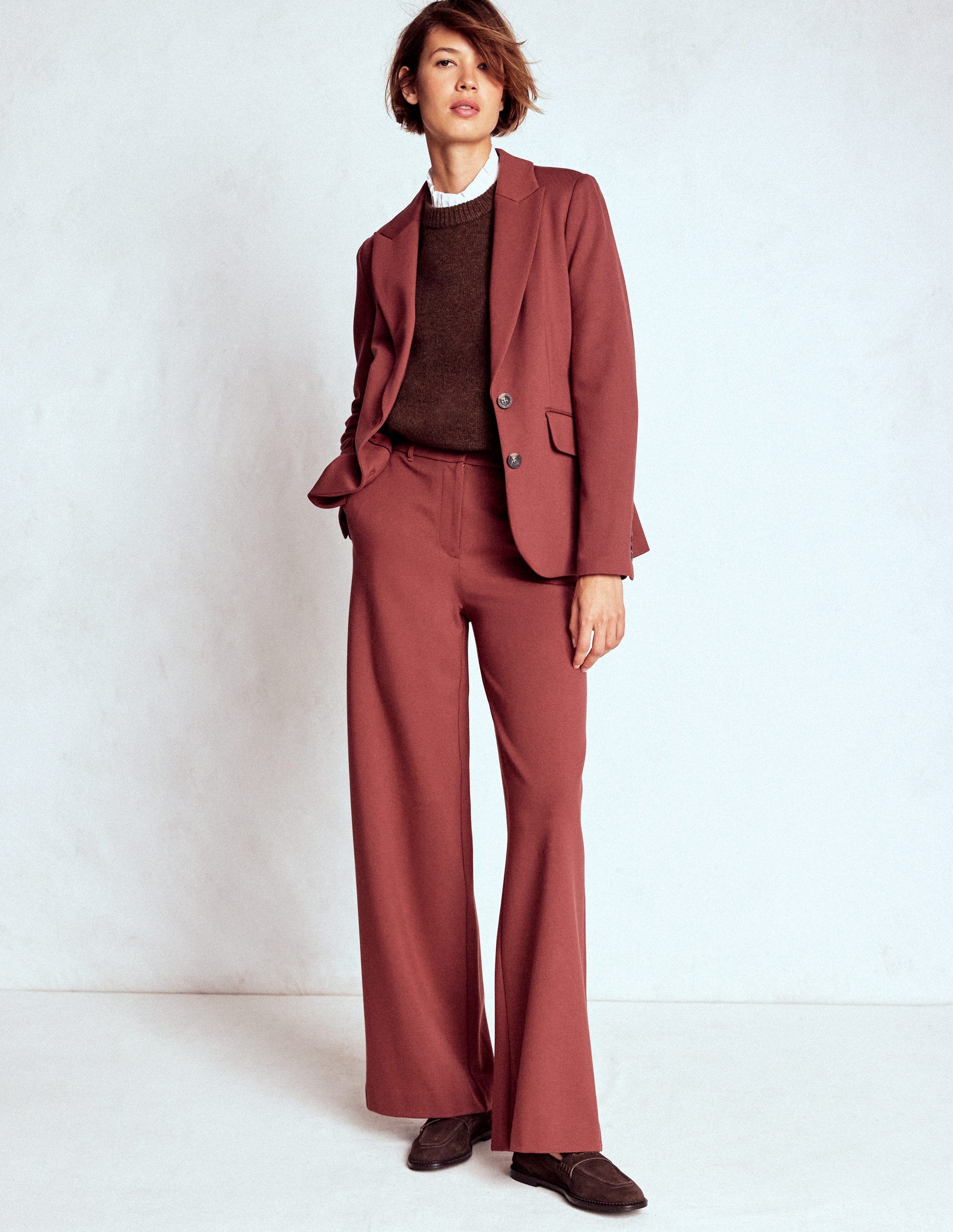 Marylebone Ponte Blazer-Chestnut-1