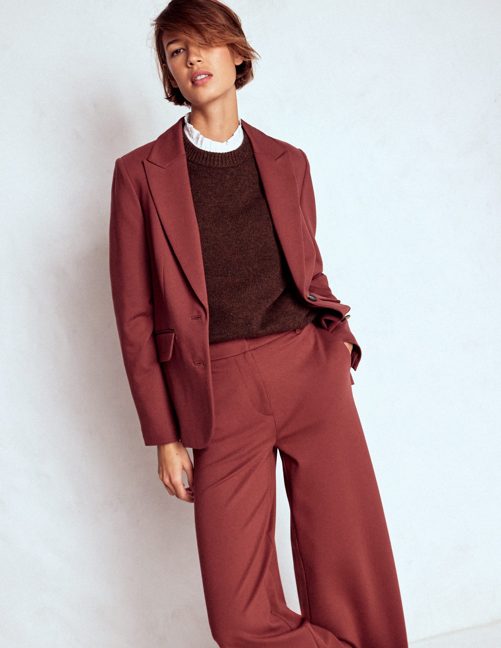 Marylebone Ponte Blazer-Chestnut-5