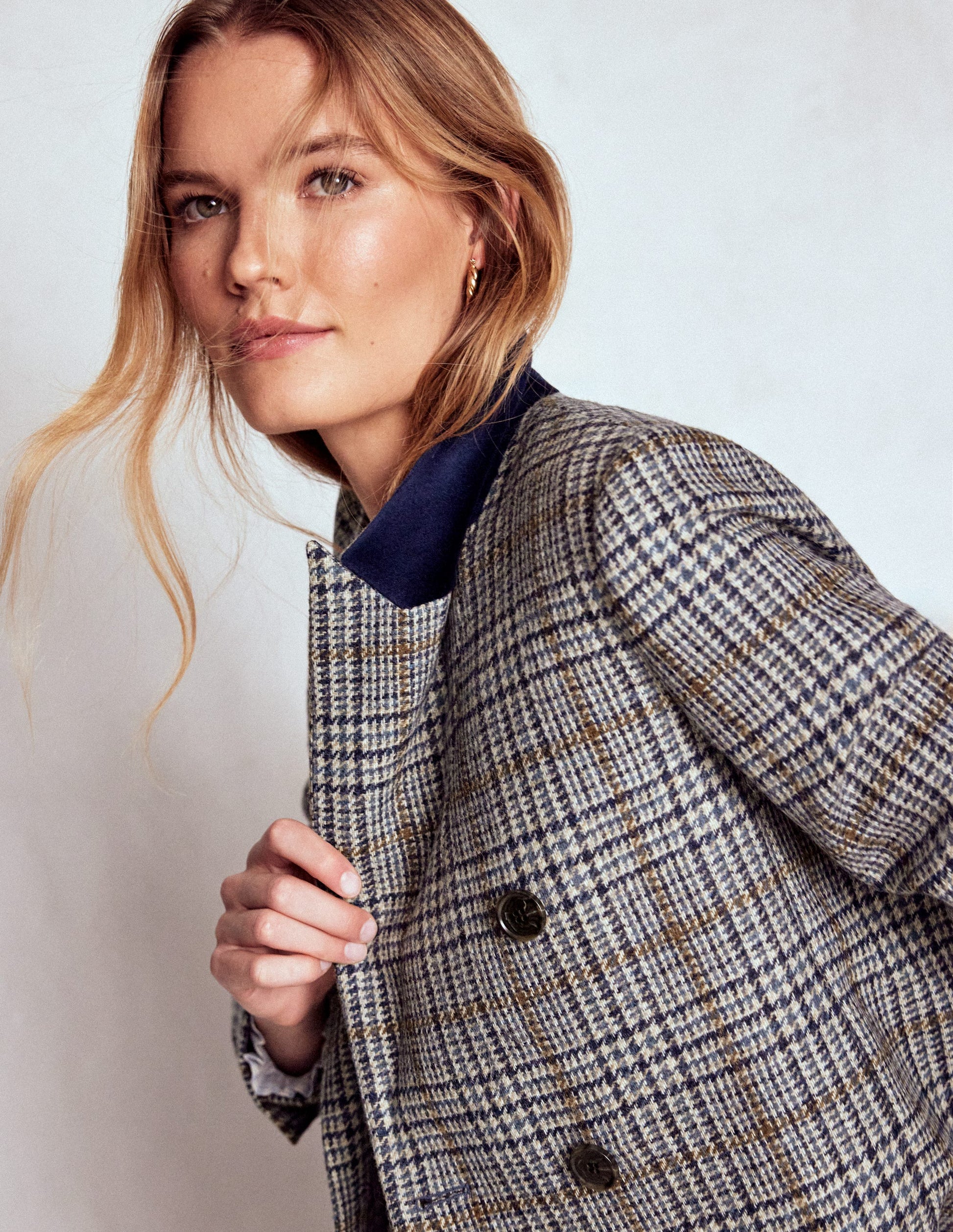 Boxy Double Breasted Blazer-Blue and Grey Prince of Wales-6