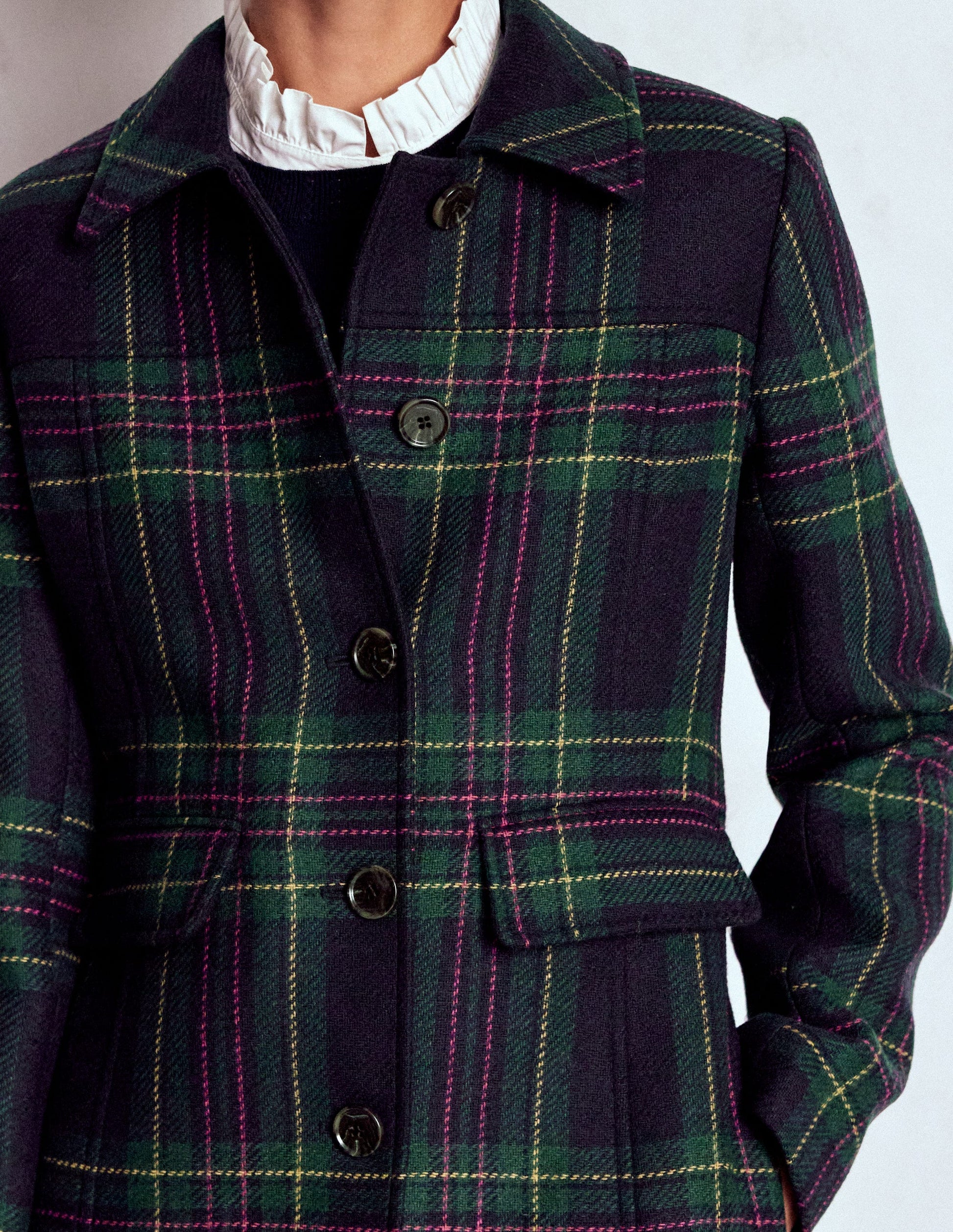 St Albans Coat-Navy & Green Tonal Check-3