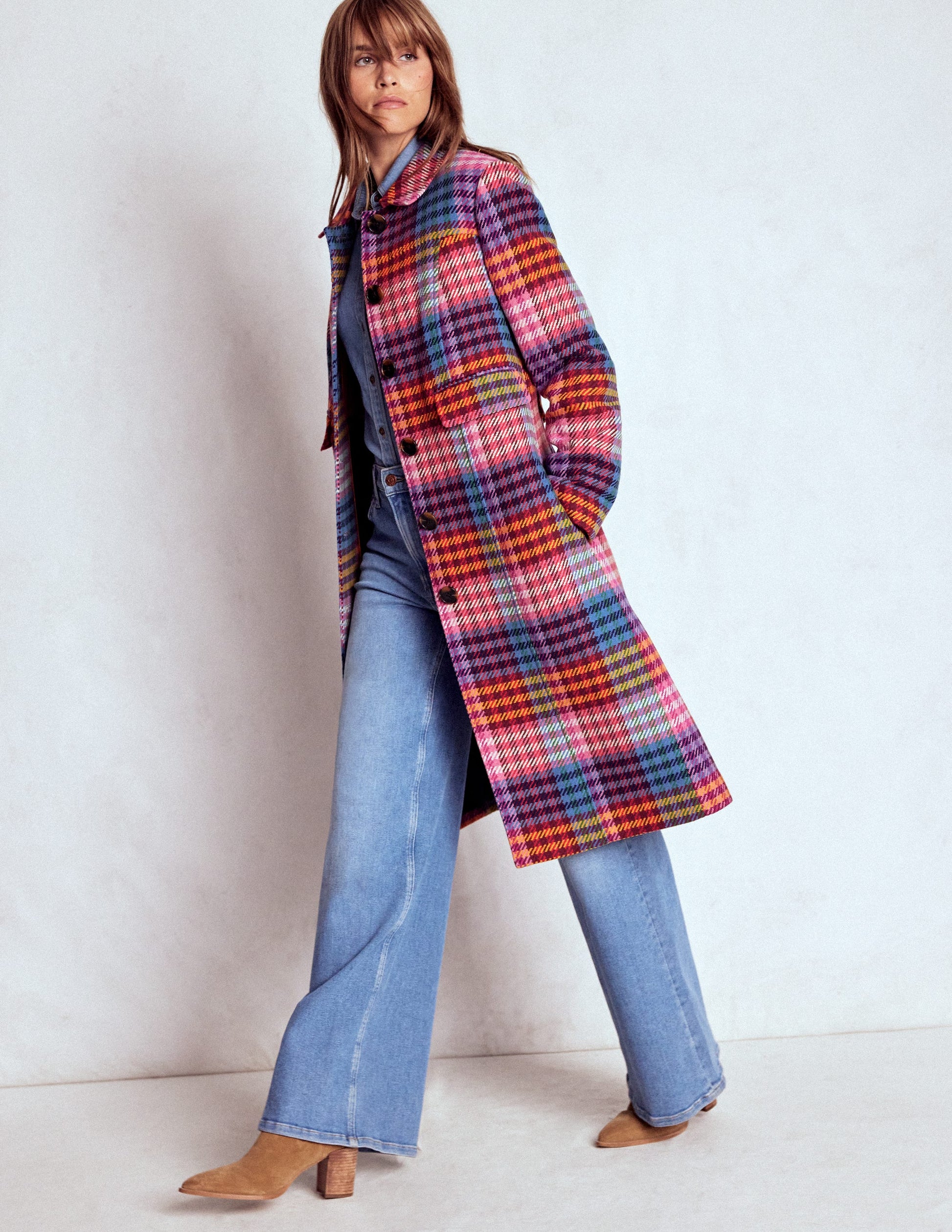 St Albans Coat-Rainbow Blanket Multi Gingham-5