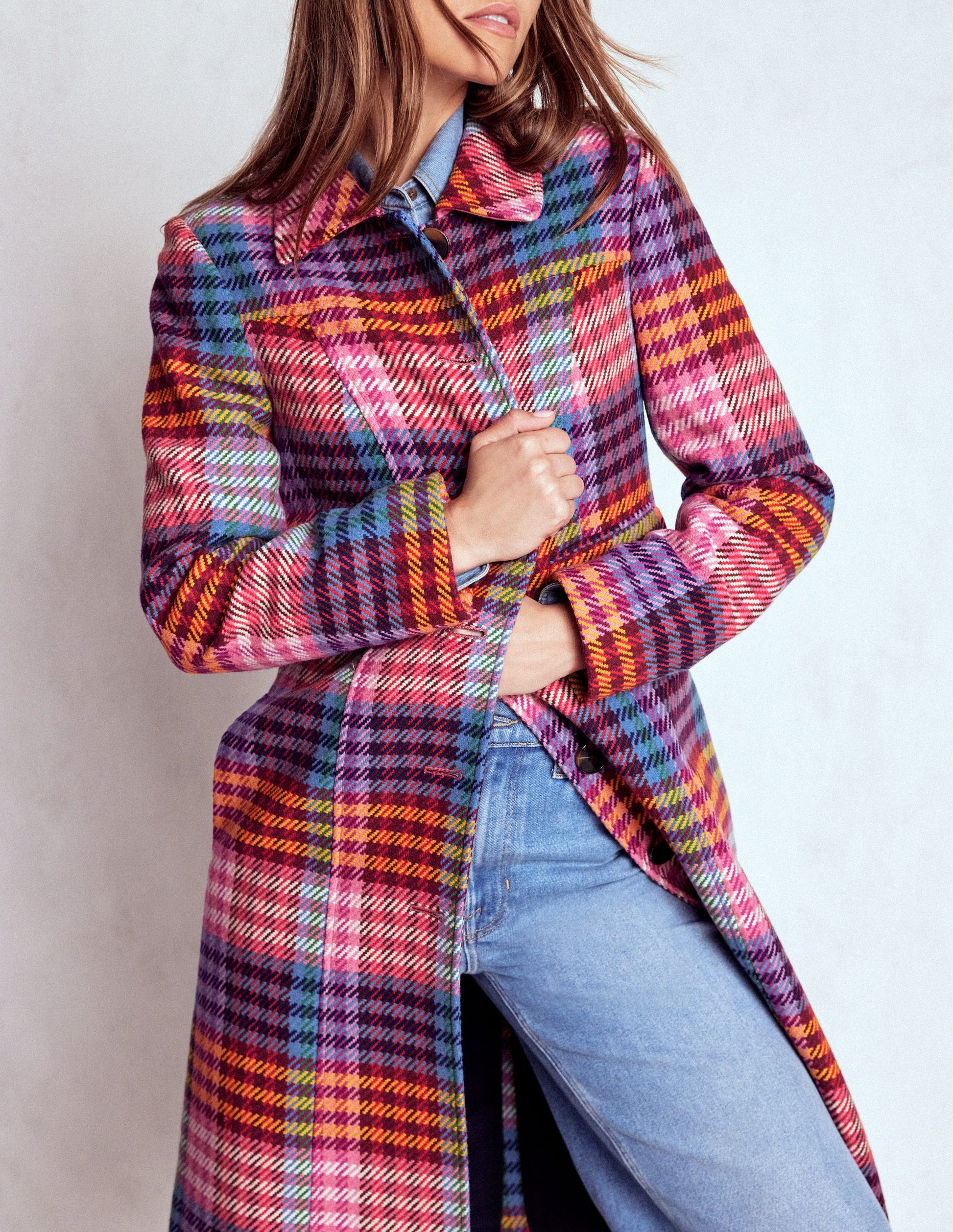 St Albans Coat-Rainbow Blanket Multi Gingham-7