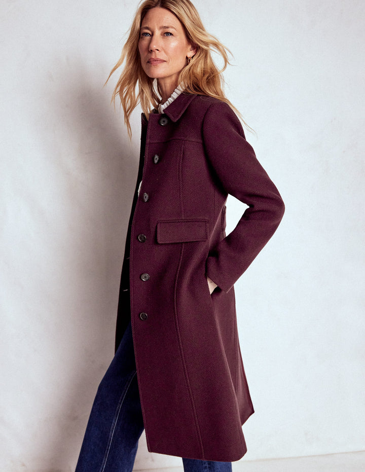 St Albans Fitted Coat-Dark Cherry