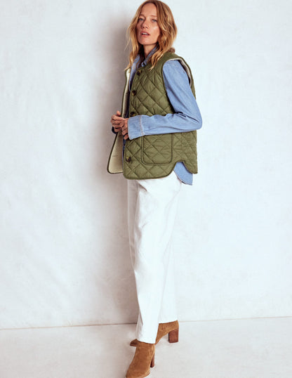 Clerkenwell Reversible Gilet-Woodland Green, Natural Borg-4