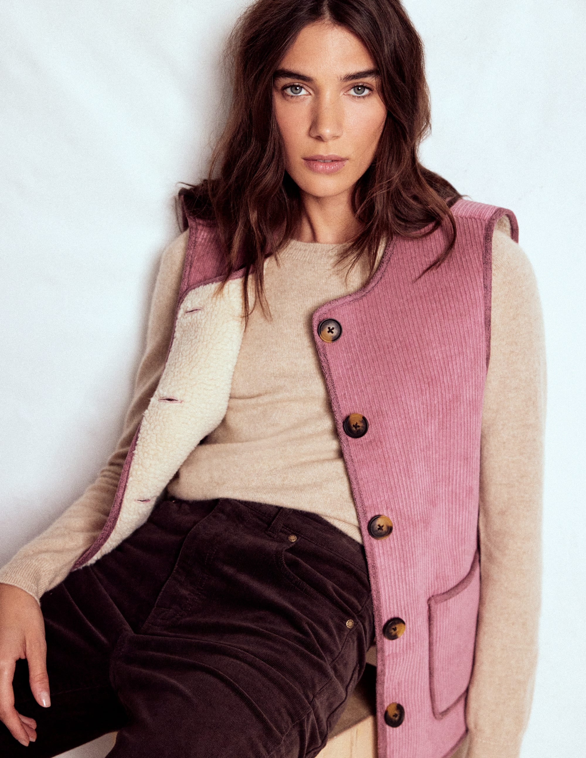 Clerkenwell Reversible Gilet-Light Pink, Natural - Image 1