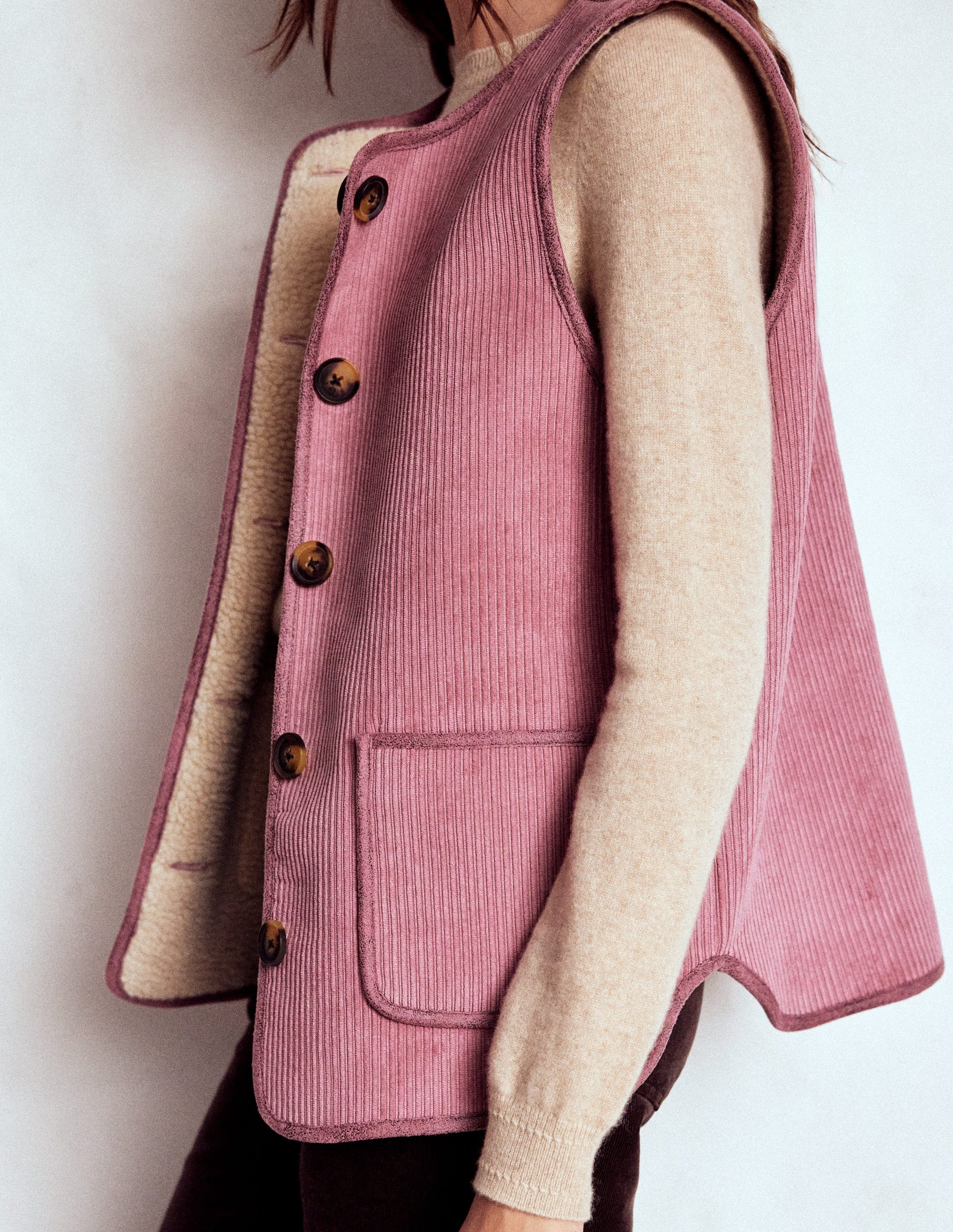 Clerkenwell Reversible Gilet-Light Pink, Natural-2