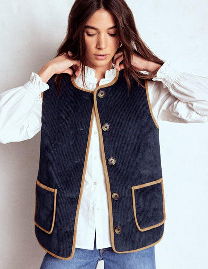 Clerkenwell Reversible Gilet-Navy, Leopard-2
