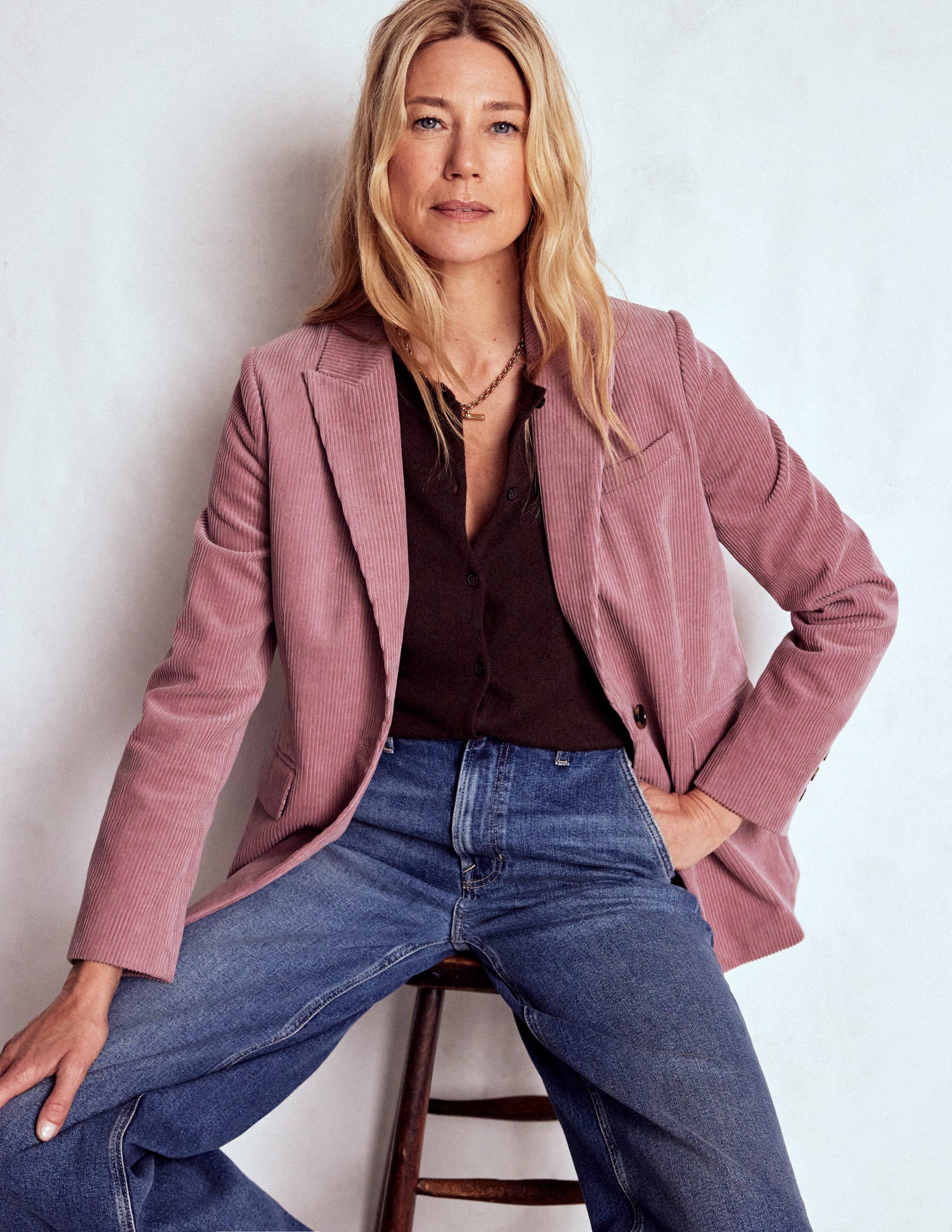 Woodbridge Cord Blazer-Blushing Rose - Image 1
