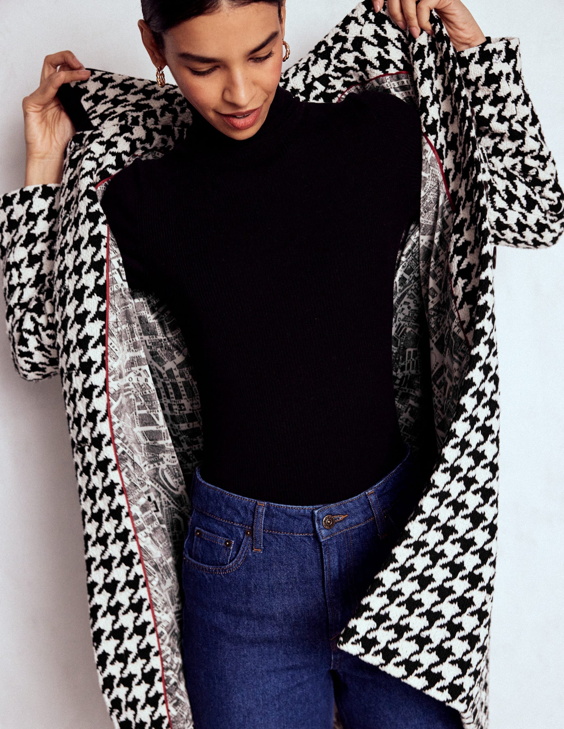 Edinburgh Swing Coat-Black Dogstooth-5