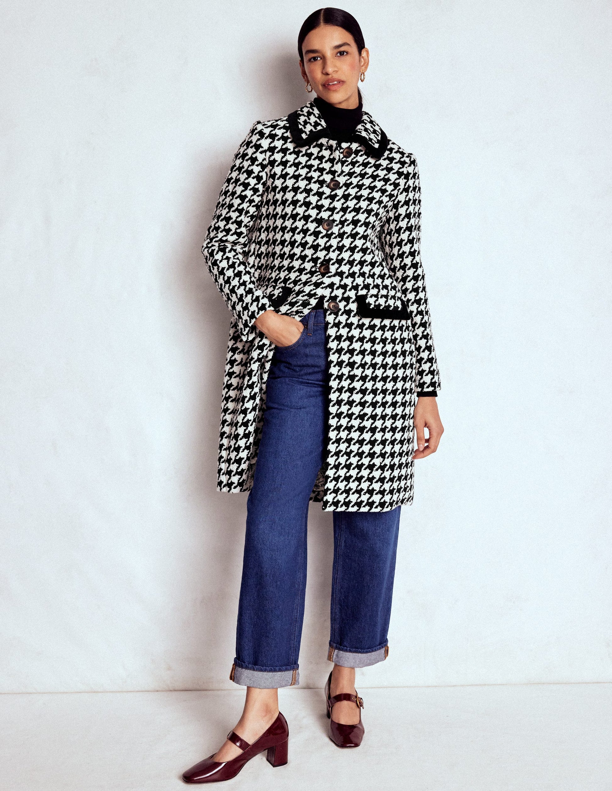 Edinburgh Swing Coat-Black Dogstooth-6