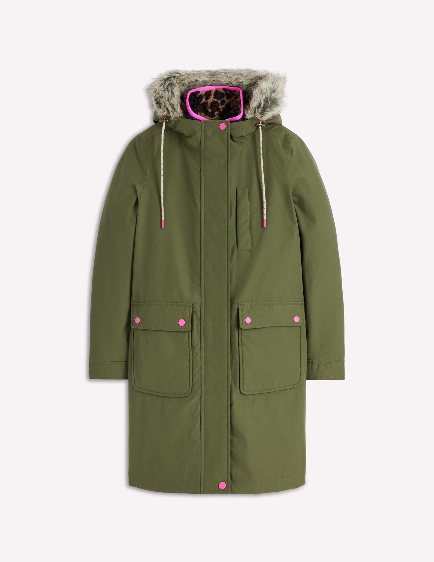 4-In-1 Hooded Parka-Green, Navy, Leopard Borg