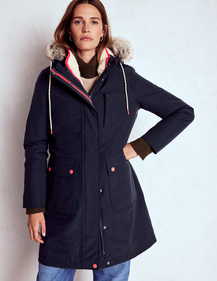 4-In-1 Hooded Parka-Navy, Green, Natural Borg