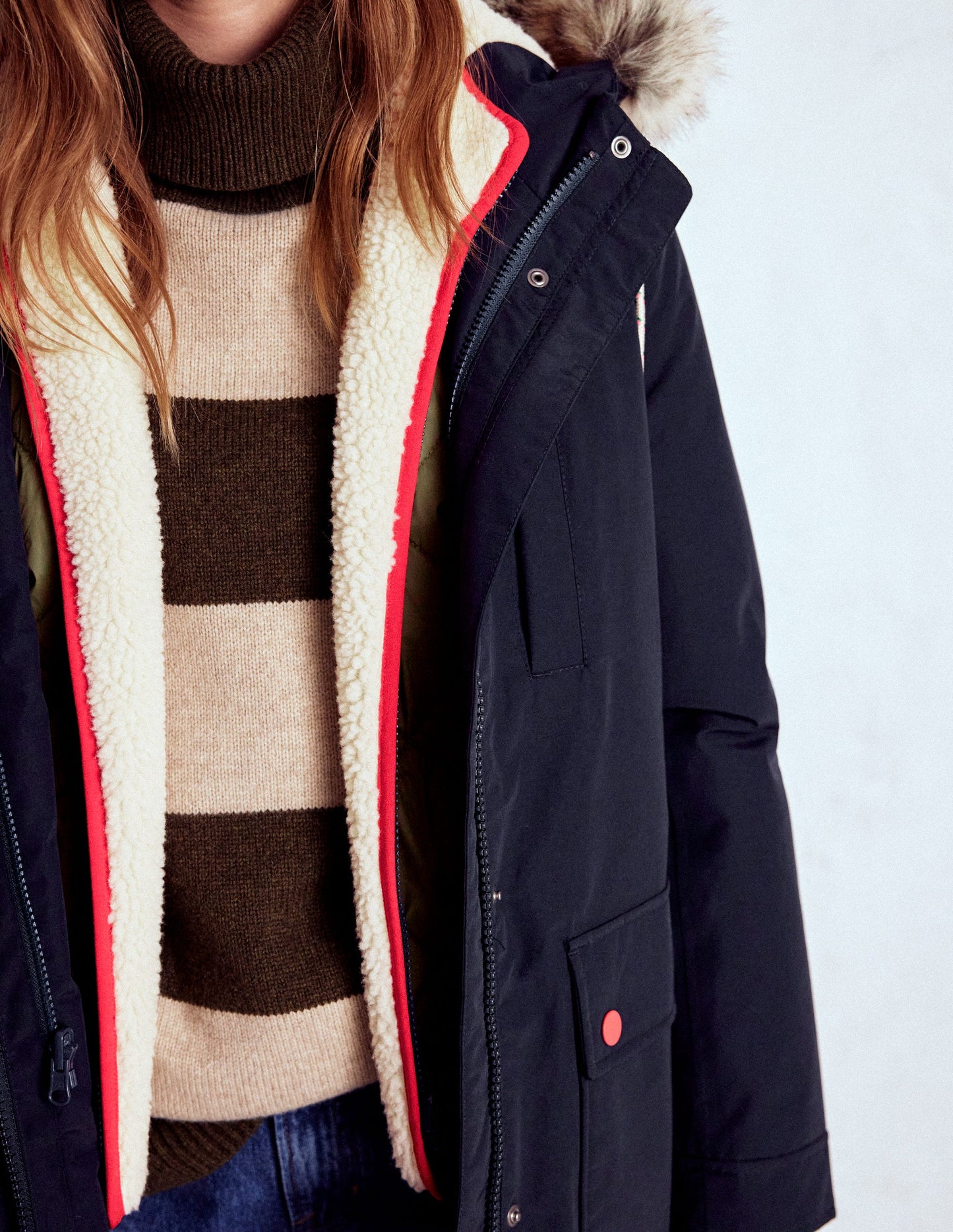 4-In-1 Hooded Parka-Navy, Green, Natural Borg