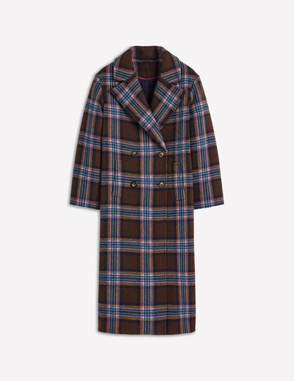 Cocoon Wool Coat-Brown, Teal and Pink Check-6