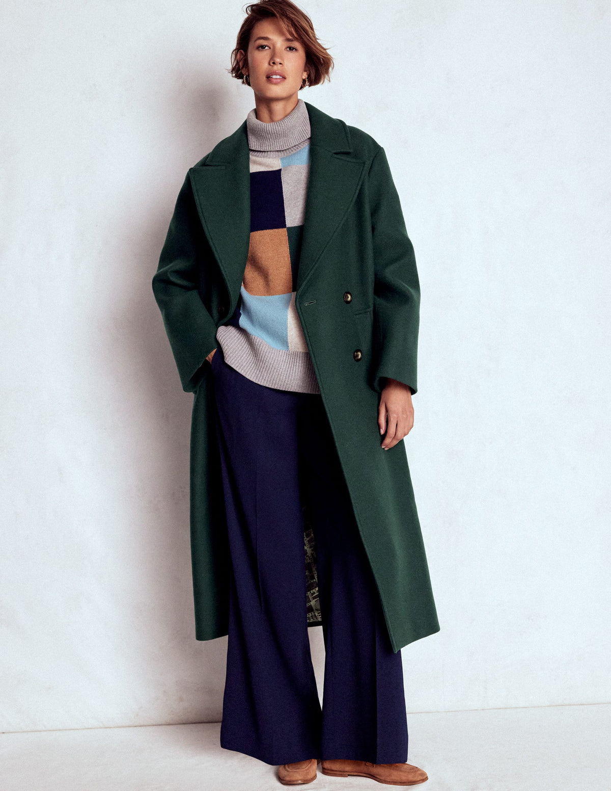 Cocoon Wool Coat-Emerald Night - Image 1