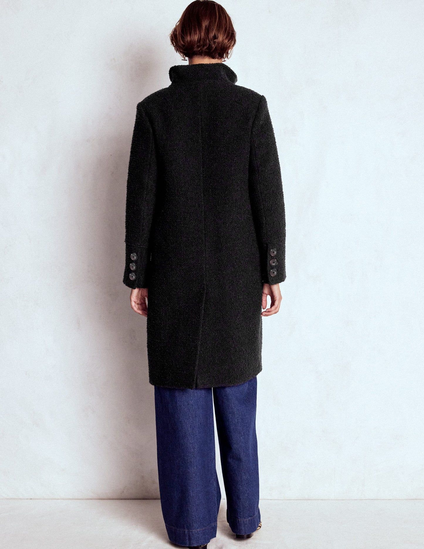 Funnel Neck Coat-Black