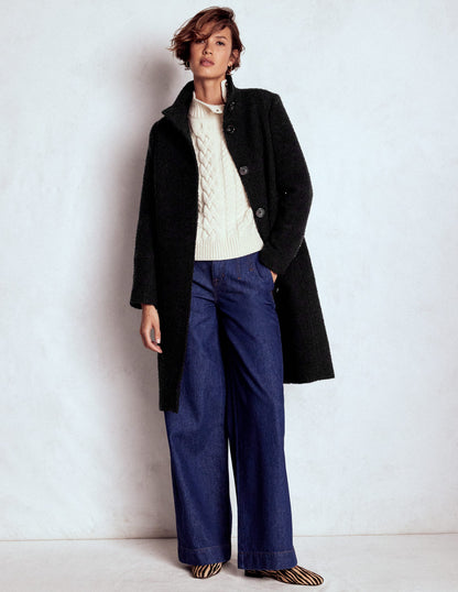 Funnel Neck Coat-Black-4