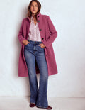 Funnel Neck Wool Coat-Pink Heather