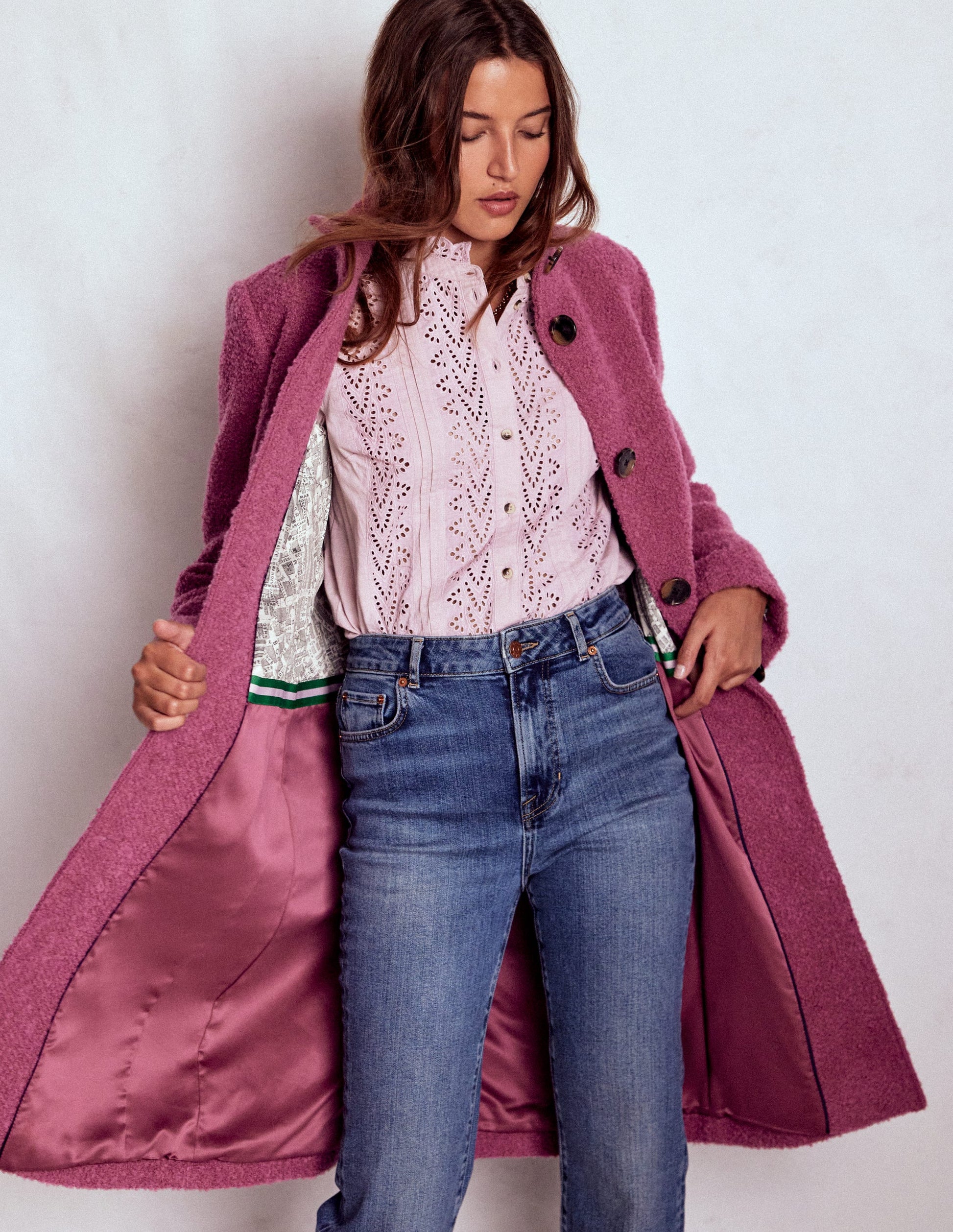 Funnel Neck Coat-Pink Heather-5