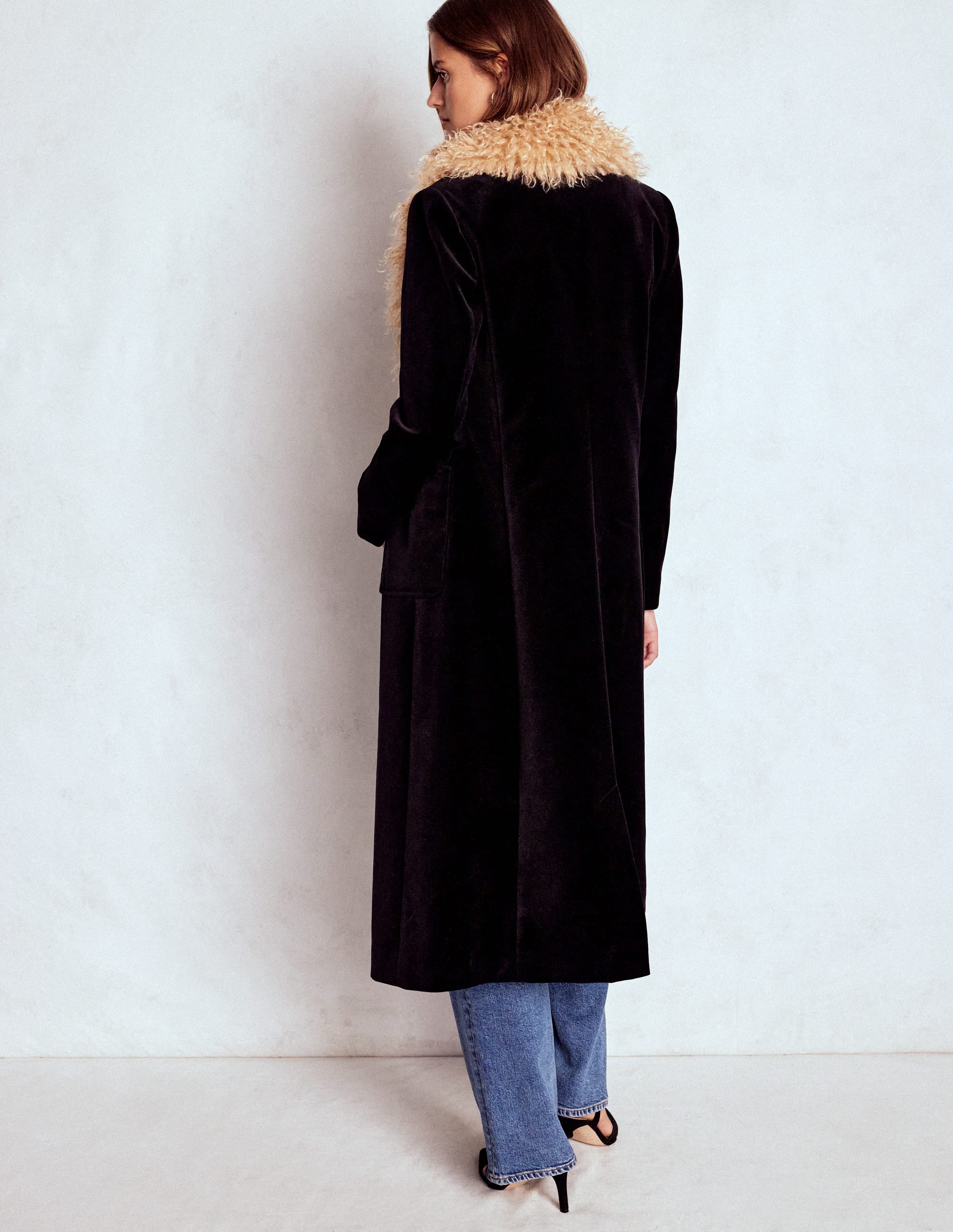 Fur Tipped Coat-Black - Image 2