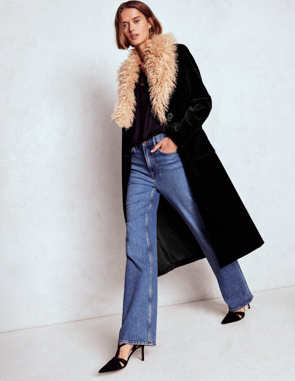 Fur Tipped Coat-Black-5