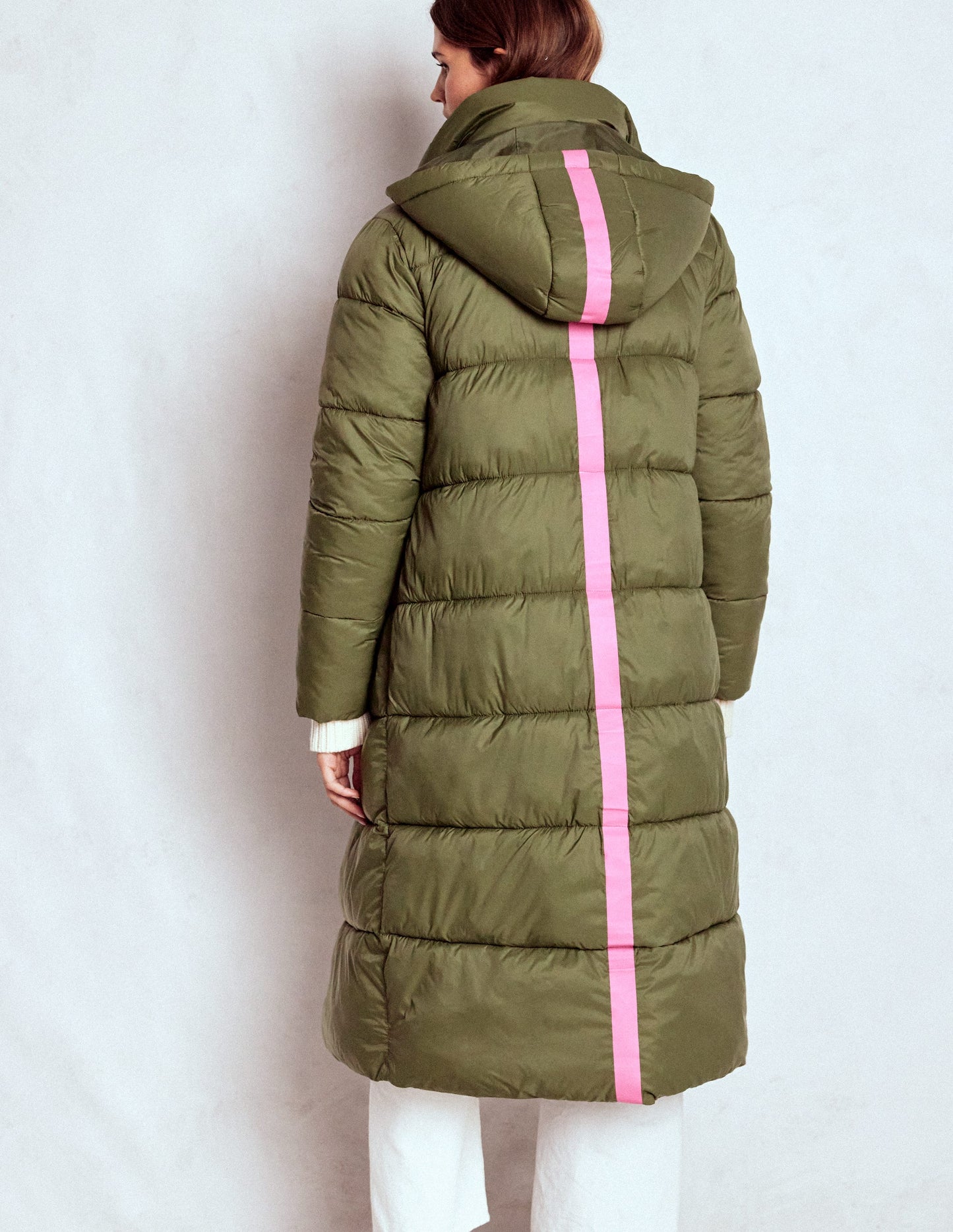 Longline Padded Coat-Woodland Green