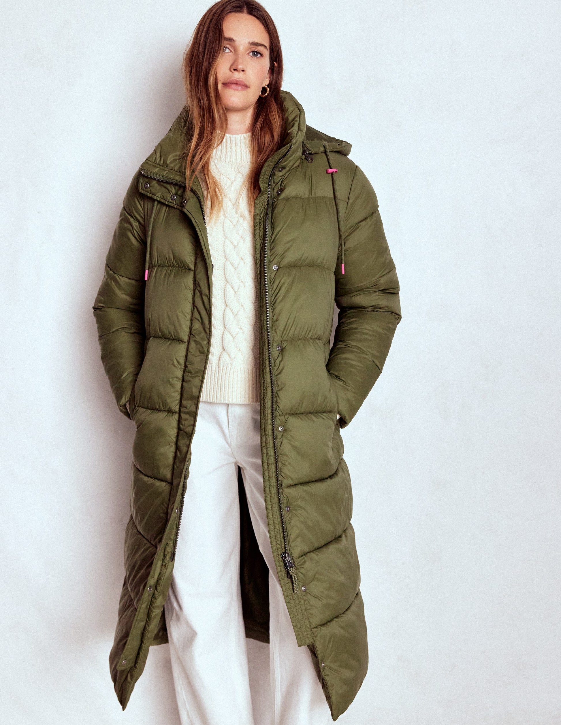 Longline Padded Coat-Woodland Green-4