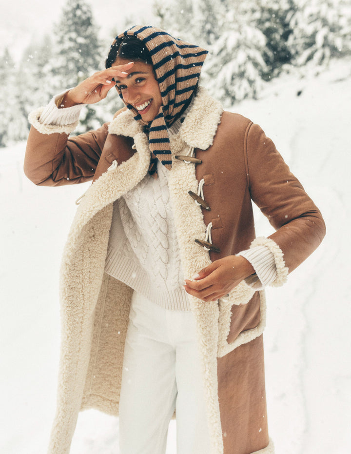 Borg Duffle Coat-Camel, Natural Borg