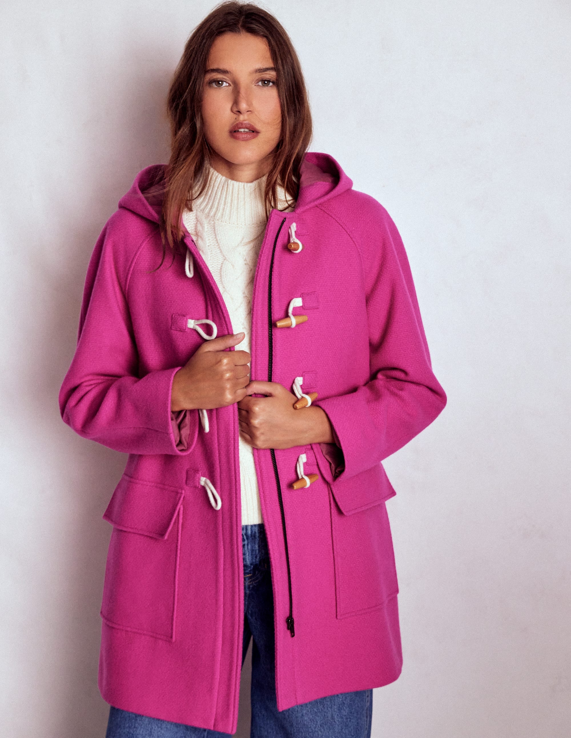 Swing Duffle Coat-Pink Peony | Boden Global