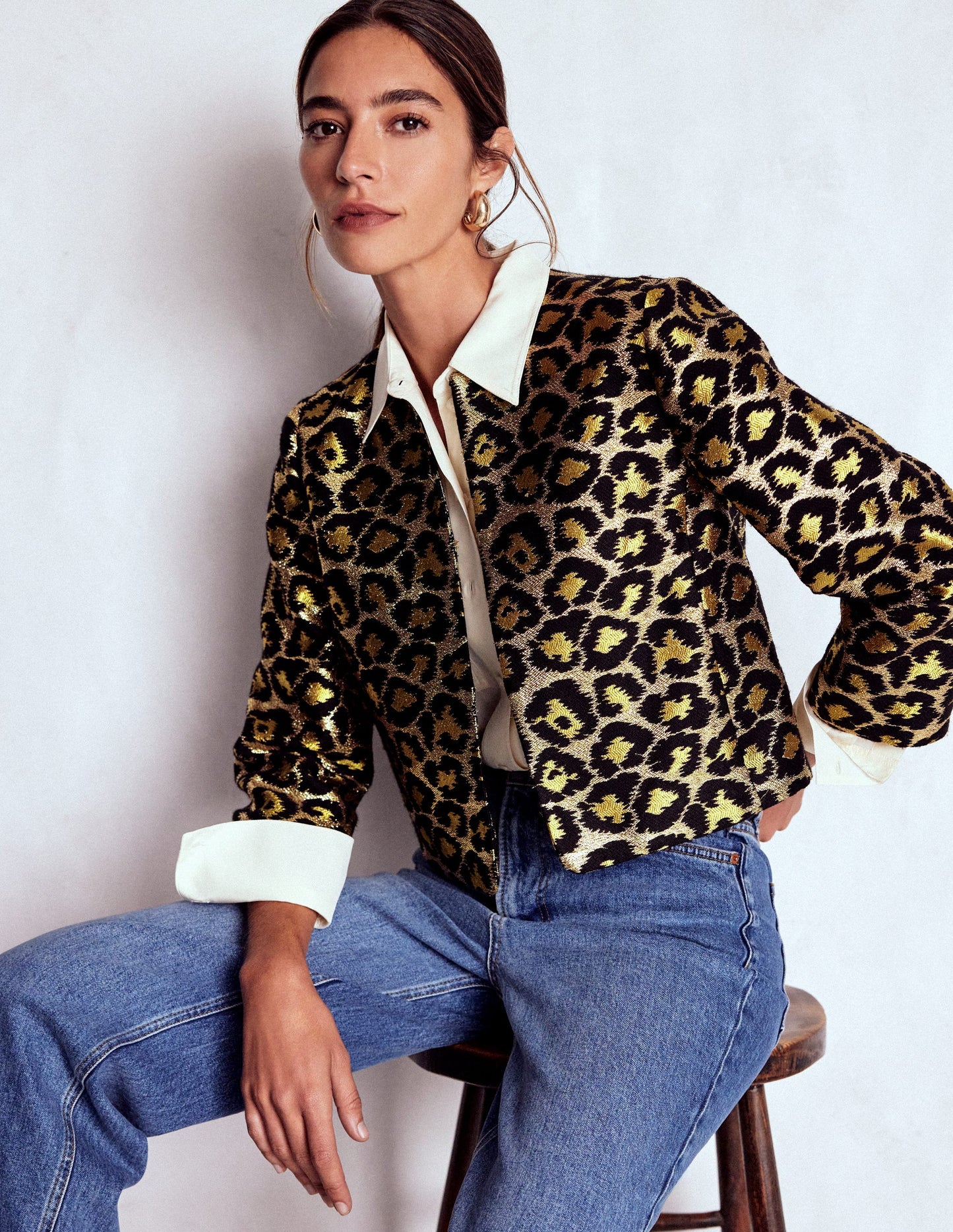 Feminine Party Jacket-Leopard, Lurex Jacquard