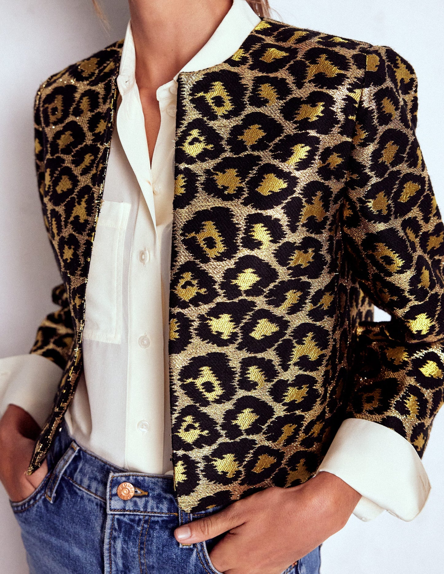 Feminine Party Jacket-Leopard, Lurex Jacquard
