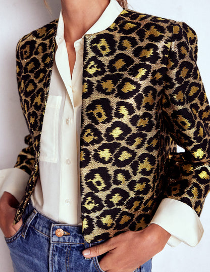Feminine Party Jacket-Leopard, Lurex Jacquard-3