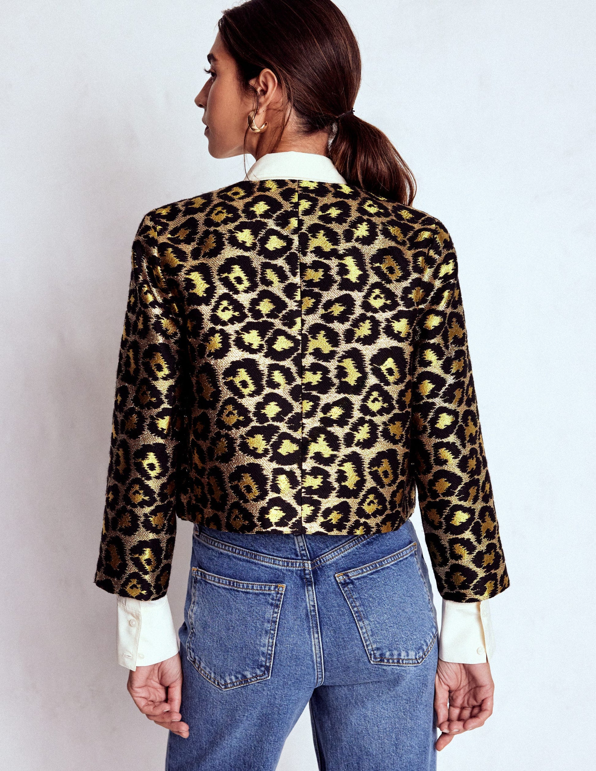 Feminine Party Jacket-Leopard, Lurex Jacquard-4