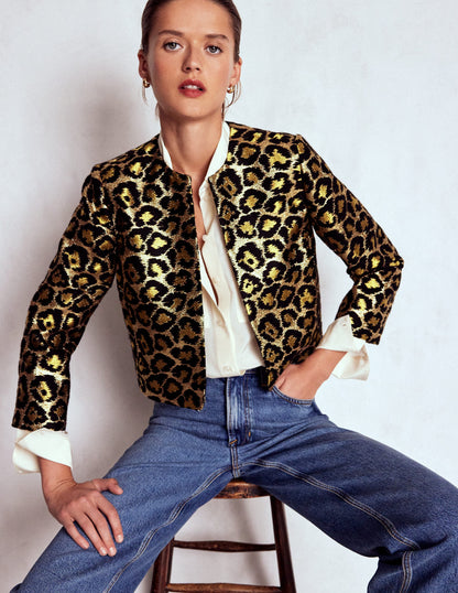 Feminine Party Jacket-Leopard, Lurex Jacquard-6