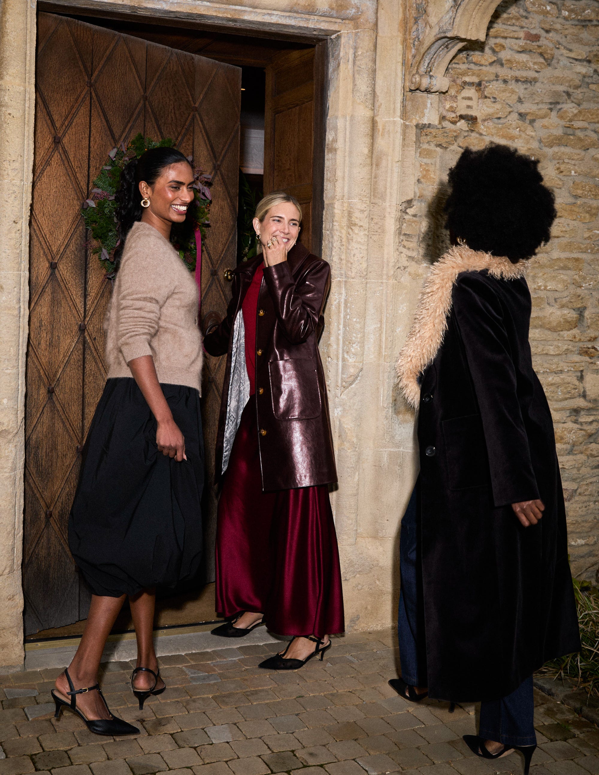 Carlisle Faux Leather Coat-Dark Cherry | Boden Global