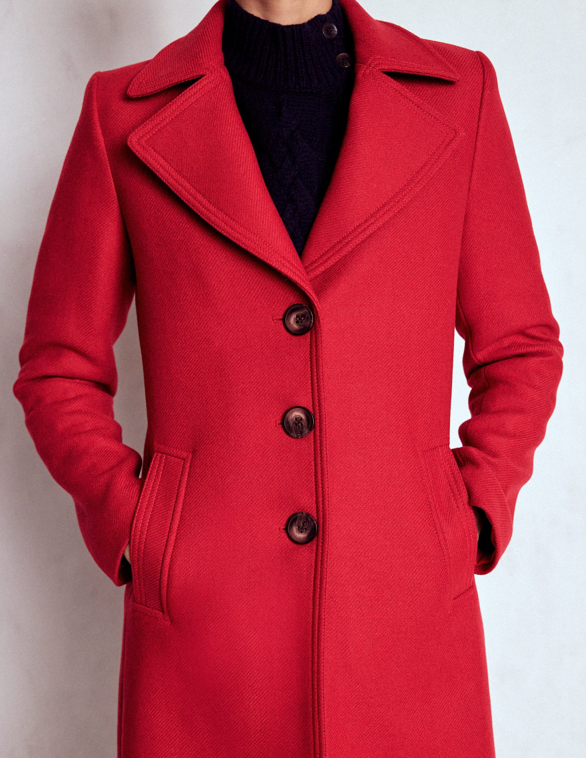 Newport Wool Coat-Cranberry Red-3