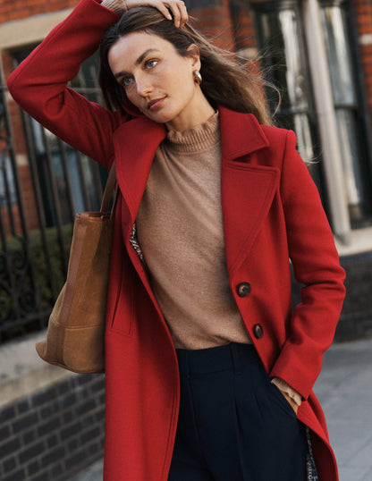 Newport Wool Coat-Cranberry Red-1