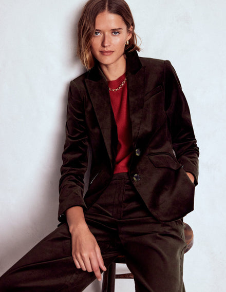 Stamford Velvet Blazer-Espresso