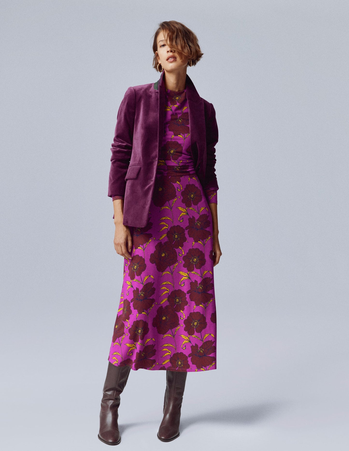 Stamford Velvet Blazer-Plum Jam